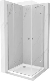 Mexen Roma Duo, zuhanykabin 2-szárnyú ajtókkal 100 (ajtók) x 100 (ajtók) cm, 6mm átlátszó üveg, króm profil + vékony zuhanytálca 5 cm fehér, 854-100-…