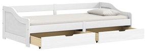 IRUN fehér tömör fenyőfa kanapéágy 2 fiókkal 90 x 200 cm