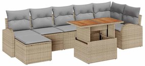 vidaXL Kerti Kanapé Szett tárolóval 8 pcs Bézs Poli rattan