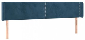 sötétkék bársony LED-es fejtámla 203 x 16 x 78/88 cm