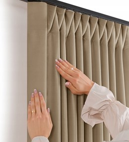 Filumi Függöny velúr sima ráncoló szalag nappali Sötét Bézs 200x280