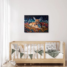 Üveg kép - Festett szarvas (70x50 cm)