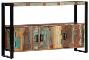 tömör újrahasznosított fa tálalószekrény 120 x 30 x 75 cm