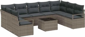 vidaXL Kanapé Szett párnával 10 pcs Szürke polirattan