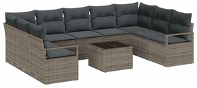 vidaXL Kanapé Szett párnával 10 pcs Szürke polirattan