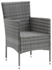3 részes szürke polyrattan kerti étkezőgarnitúra párnákkal