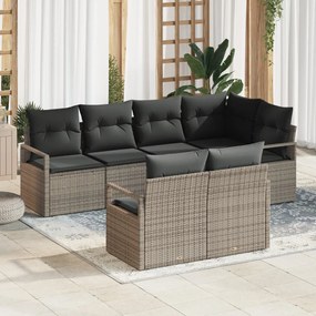 Kerti Kanapé Szett 7 pcs Szürke Poli rattan és porfestett acél