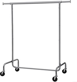 Gurulós ruhaállvány, ezüst 110-150x45x160cm