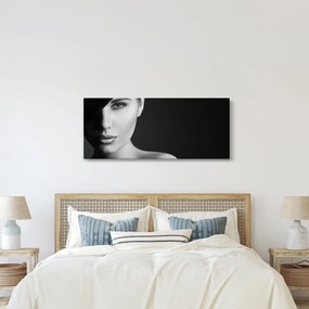 Kép - fekete-fehér portré egy kalapos nőről (120x50 cm)