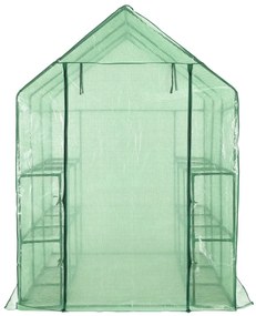 vidaXL acél melegház 12 polccal 143 x 214 x 196 cm