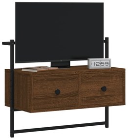 barna tölgyszínű szerelt fa fali TV szekrény 60,5 x 30 x 51 cm