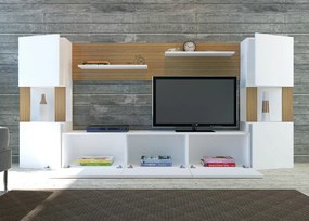 Lore TV-állvány, fehér-teak, 160 cm