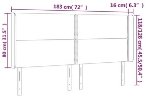 szürke műbőr LED-es fejtámla 183x16x118/128 cm