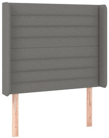sötétszürke szövet fejtámla szárnyakkal 103x16x118/128 cm