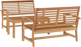 vidaXL Kerti Kanapé Szett 3 pcs Természetes Tömör Teakfa