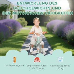AIYAPLAY Kisgyermek futóbicikli pedál nélkül, 3 csendes kerékkel, beltéri és kültéri, limezöld