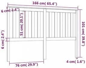 fekete tömör fenyőfa ágyfejtámla 166 x 6 x 101 cm