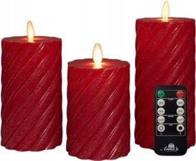 Colmore By Diga 3 darabos Led gyertyakészlet valódi viaszból, piros