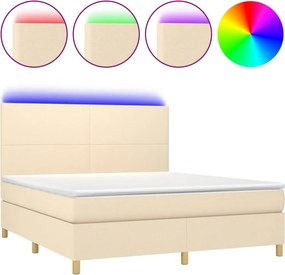 vidaXL krémszínű szövet rugós és LED-es ágy matraccal 180 x 200 cm
