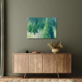 Üveg kép - Festett tűlevelűek (70x50 cm)
