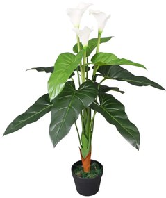 műkála liliom virágcseréppel 85 cm fehér