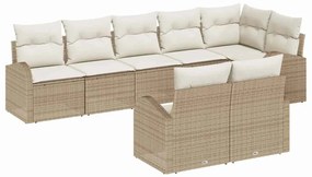 vidaXL Kerti Kanapé Szett párnával 8 pcs Beige és Fehér polirattan