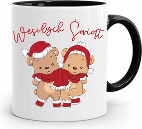 Fekete Karácsonyi Bögre Mikulásra, fényképes nyomtatással