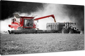 Vászonkép 120x70 Vörös kombájn Aratás