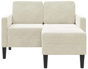 krémszínű bársony 2 üléses kanapé L-alakú kanapéval 125 cm