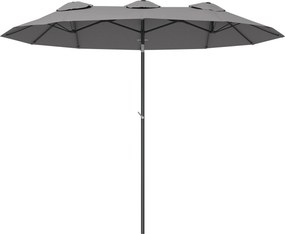 Outsunny Dupla Napernyő, 285x147cm-es Kerti Napernyő Kézi Karos Műanyag Rúddal, Szélcsatornás Oval Piac Napernyő, Szélálló Dupla Napernyő Állítható Dő