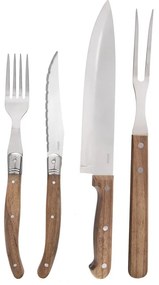 Ezüstszínű-natúr színű rozsdamentes acél evőeszköz készlet 15 db-os – Orion