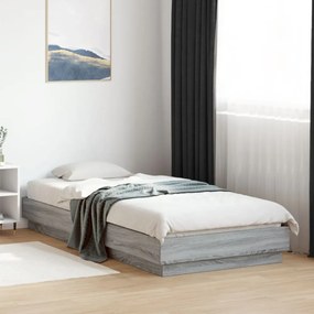 szürke sonoma színű ágykeret LED-világítással 90x200 cm