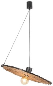 FARO 68590-70 - Csillár zsinóron COSTAS 1xE27/15W/230V á. 100 cm fekete/rattan