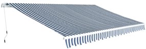 vidaXL kézi működtetésű összecsukható napellenző, kék-fehér, 500 cm