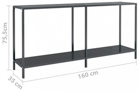 vidaXL fekete edzett üveg tálalóasztal 160 x 35 x 75,5 cm