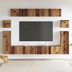 TV szekrény garnitúra 8 pcs Régi fa Közepes 30,5 x 30 x 30 cm