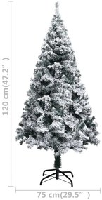 zöld PVC műkarácsonyfa hóval 120 cm