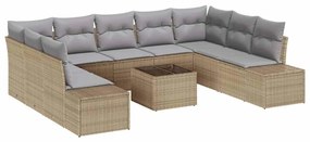 vidaXL Kerti Kanapé Szett párnával 10 pcs Bézs polirattan