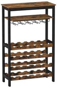 Többfunkciós bor- és pohártartó NAVARO barna/fekete KWR028B01