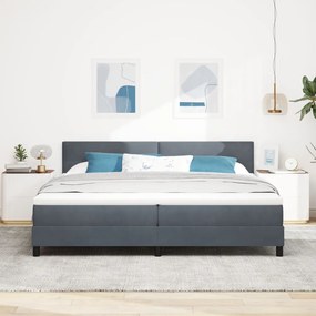 Boxspring Ágy Mattal Sötétszürke 200x200 cm Bársonyos