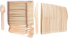 Öko box eldobható evőeszköz fa kés+villa