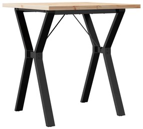 tömör fenyőfa és öntöttvas étkezőasztal Y-vázzal 70x70x75,5 cm