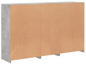 betonszürke tálalószekrény LED-világítással 162 x 37 x 100 cm