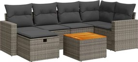 vidaXL 7 részes szürke polyrattan kerti ülőgarnitúra párnákkal