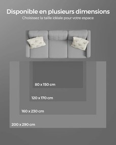 Csúszásmentes szőnyeg, szőnyeg mosógépben mosható 160 x 230 cm, antracitszürke