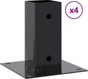 vidaXL 4 db antracit porszórt acél oszlopalapok négyzet alakú 71x71 mm