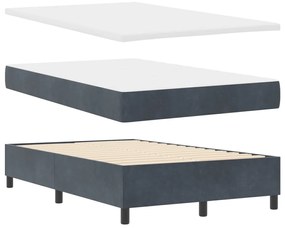 vidaXL Box Spring Ágy Matrac Sötétszürke 120x200 cm Bársony