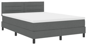 Boxspring Ágy Matrac &amp; LED Sötétszürke 140x200 cm Szövet