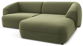 Zöld bársony sarokkanapé (jobb oldali) Moana – Makamii