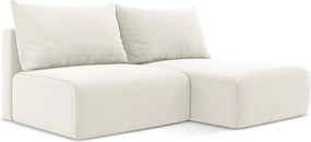 Krémszínű bársony kinyitható-tárolóhelyes sarokkanapé (jobb oldali-heverő résszel) Kalena – Makamii